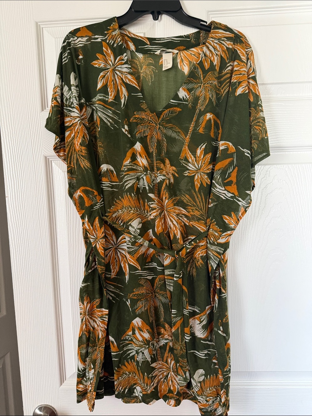 H&M Olive Green and Mustard Tropical Swim Coverup